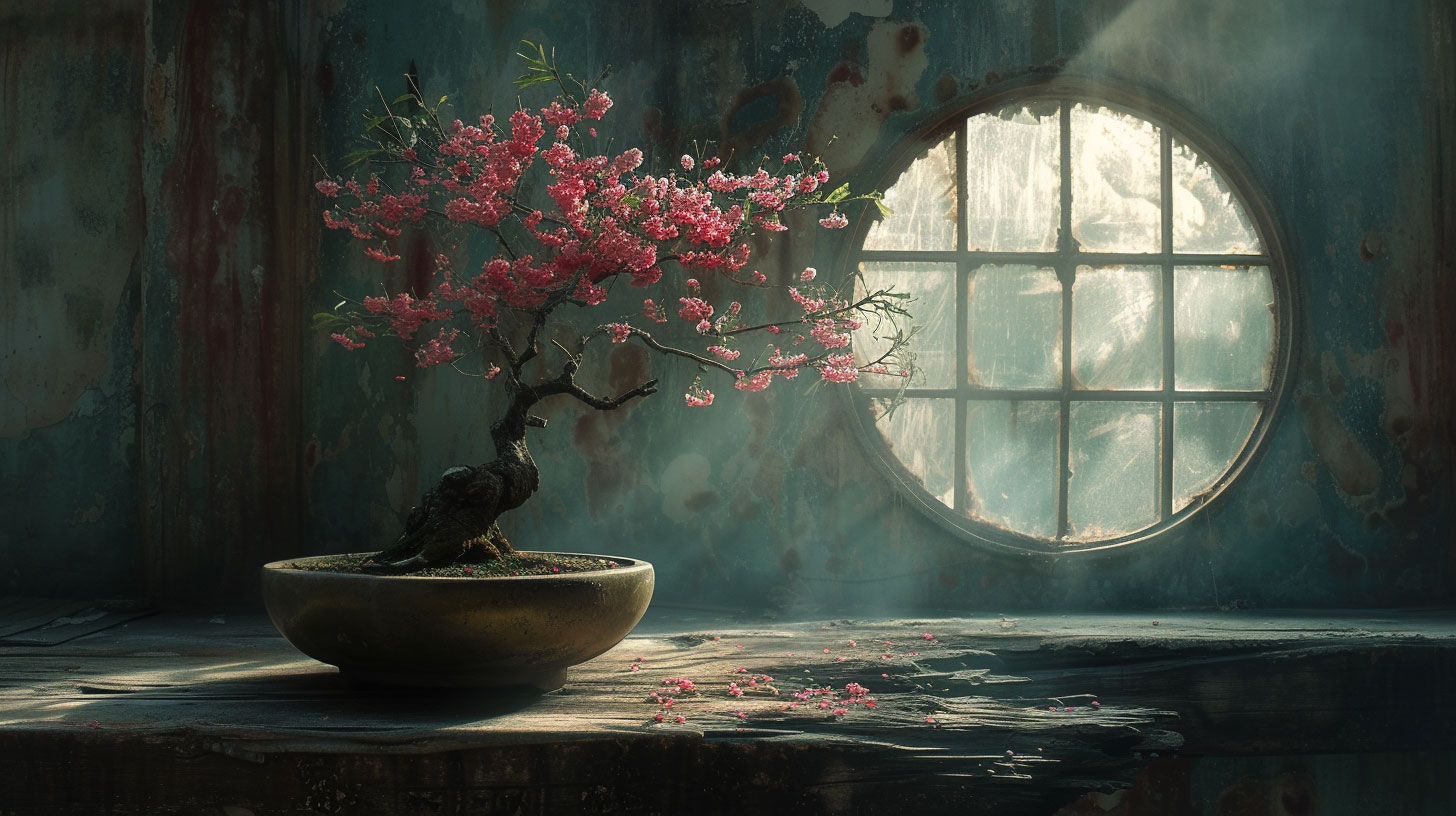 Bonsai tree in abandoned apothecary